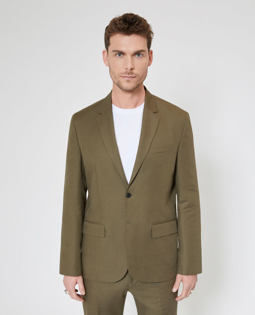 The Kooples HOMBRE KAKI chaqueta de traje caqui de algod&oacute;n y lino