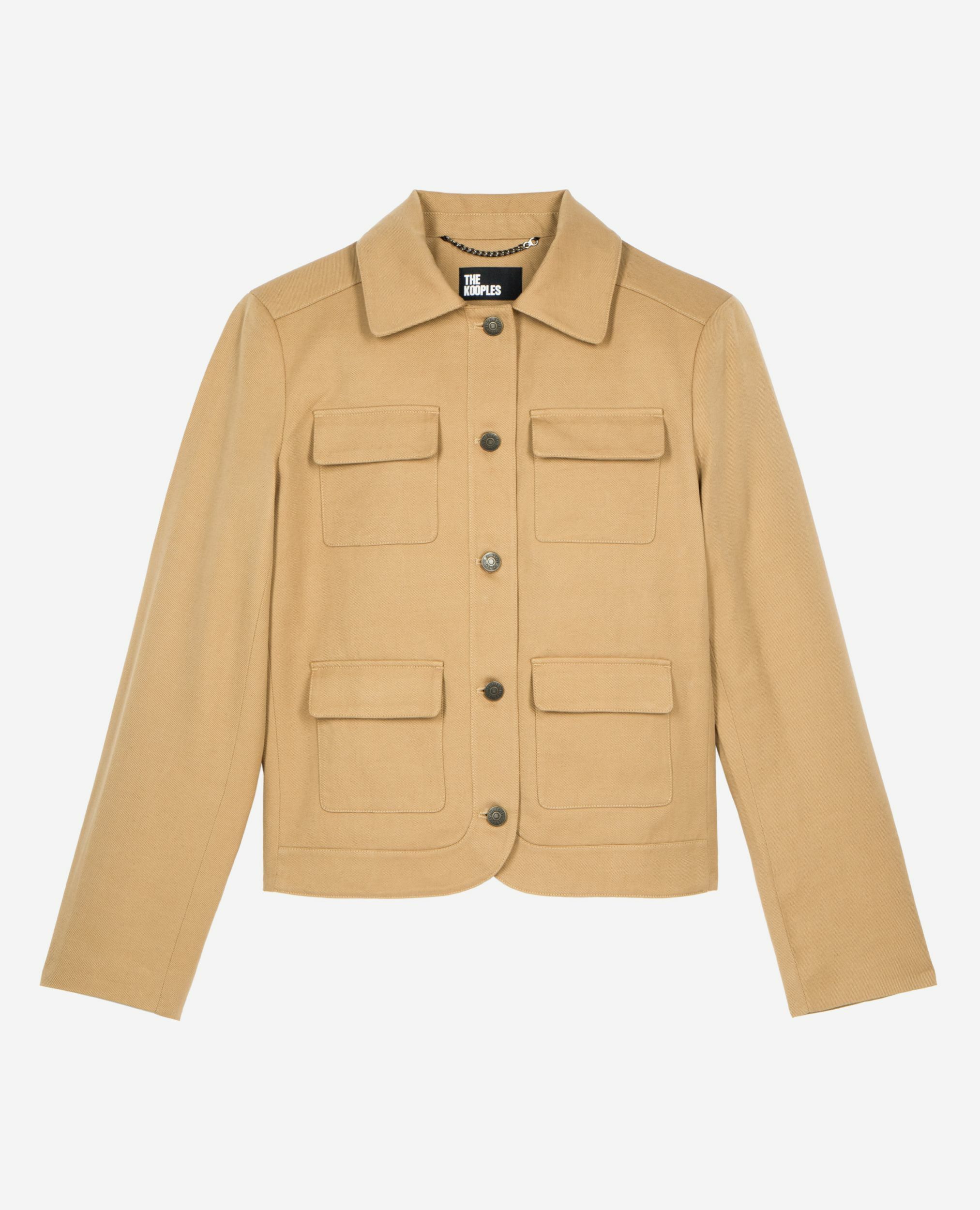 Short beige cotton and linen jacket, BEIGE, hi-res image number null