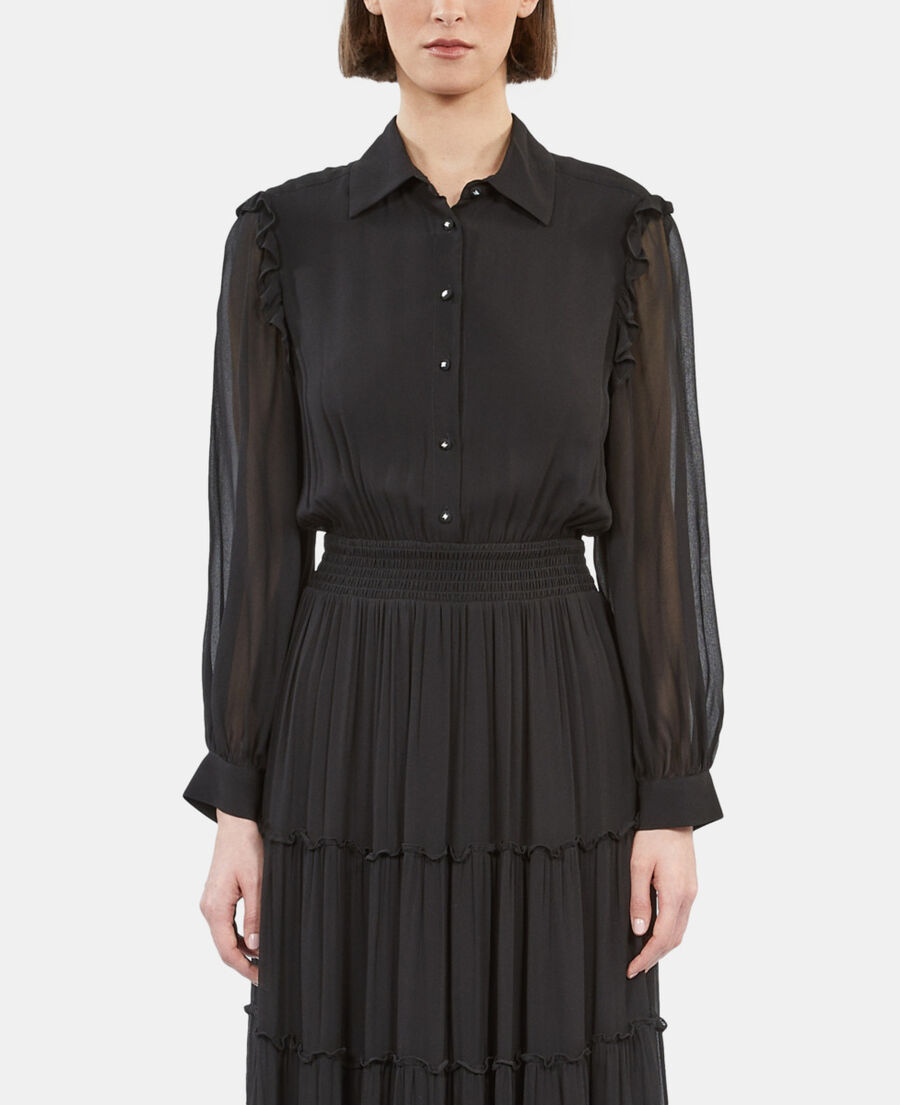 The Kooples F BLACK long black dress with ruffles