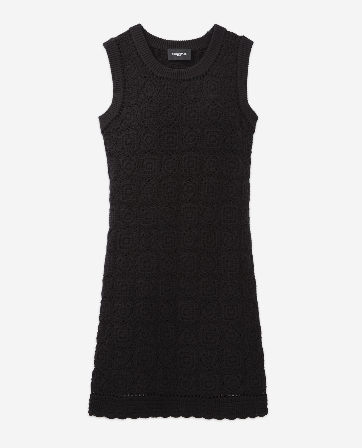Black cotton knit dress top