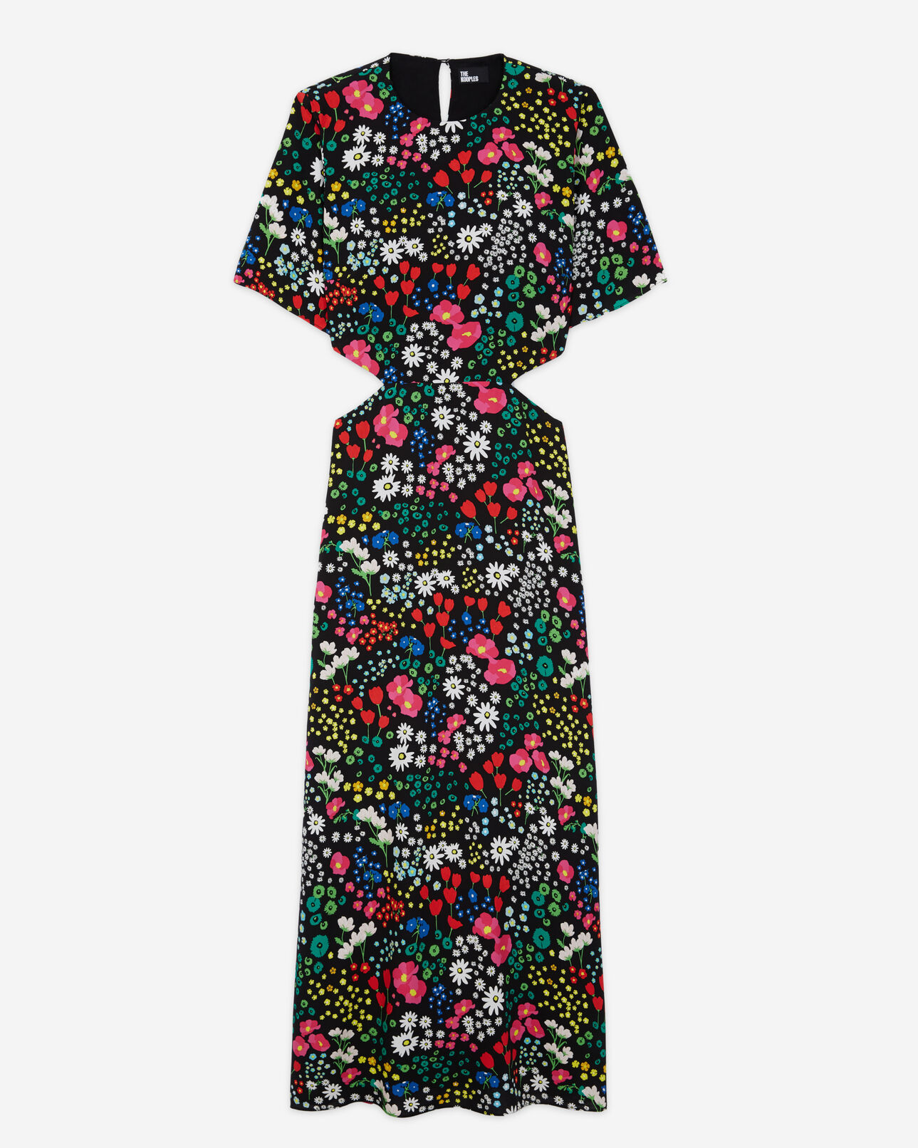 The Kooples WOMEN MULTICOLOR long printed dress with cut-out details