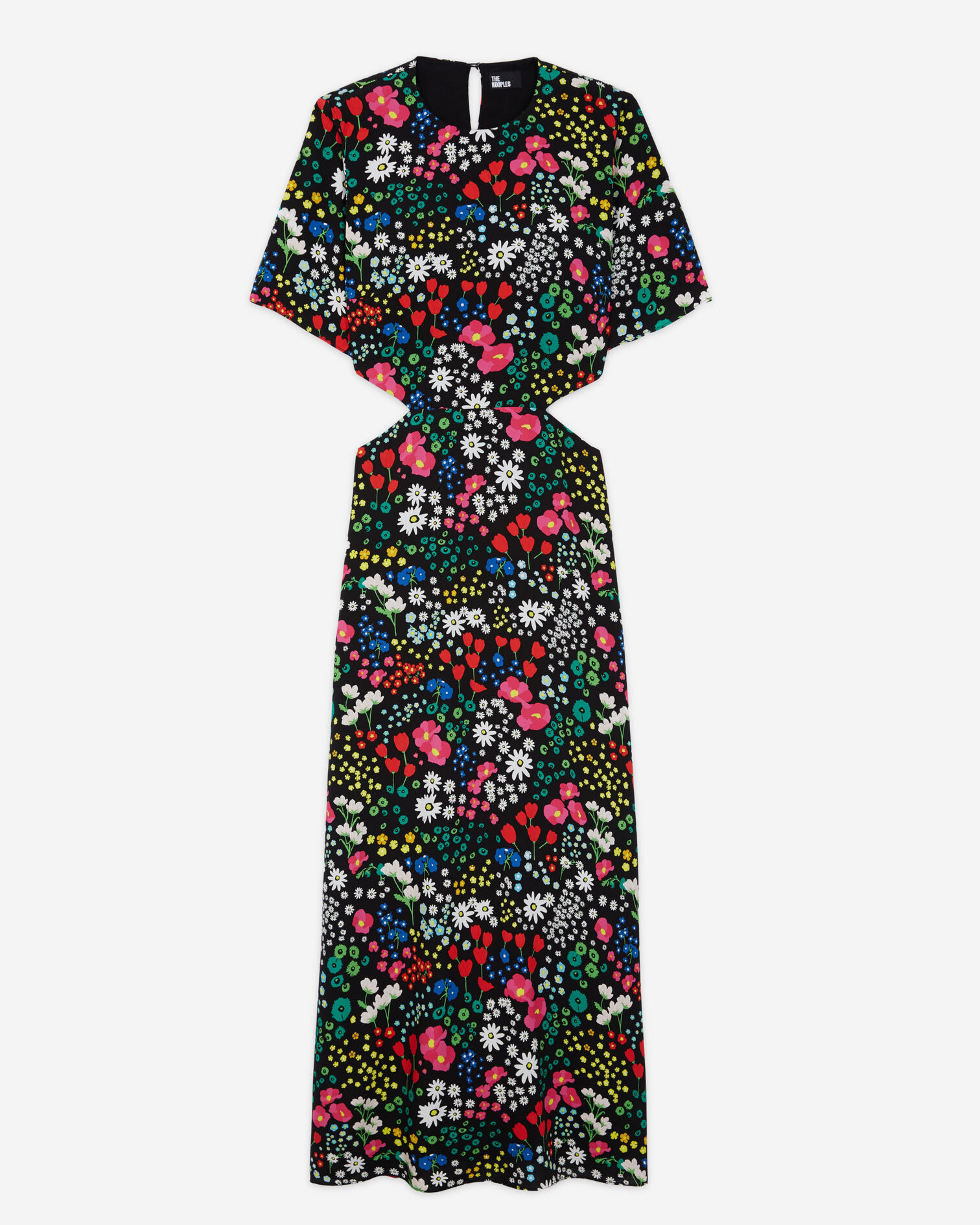 Long printed dress with cut-out details, MULTICOLOR, hi-res image number null