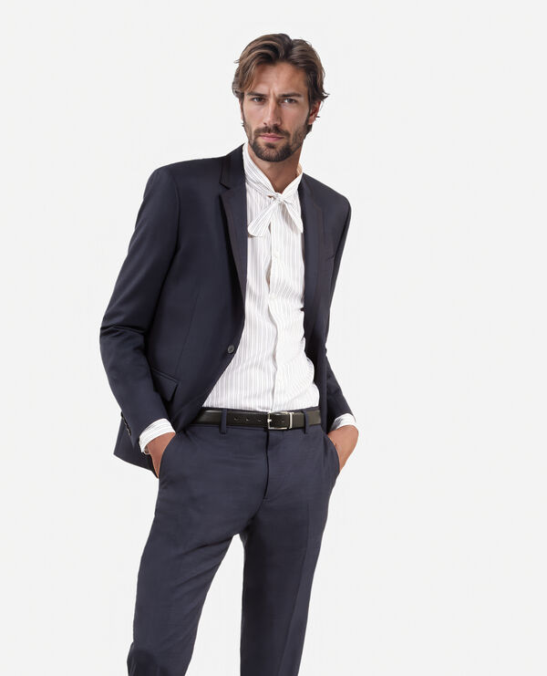 The Kooples HOMME NAVY veste de costume en laine pied de poule bleue