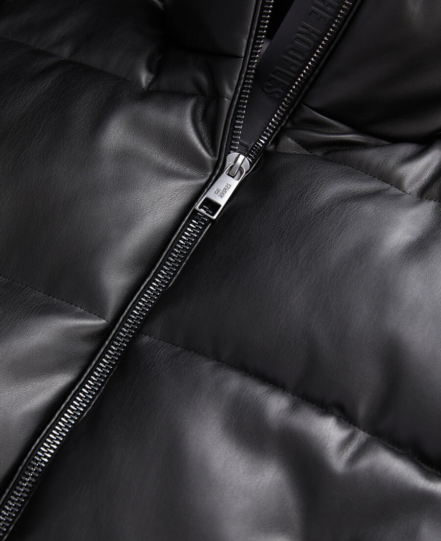 The Kooples F BLACK black faux leather puffer jacket