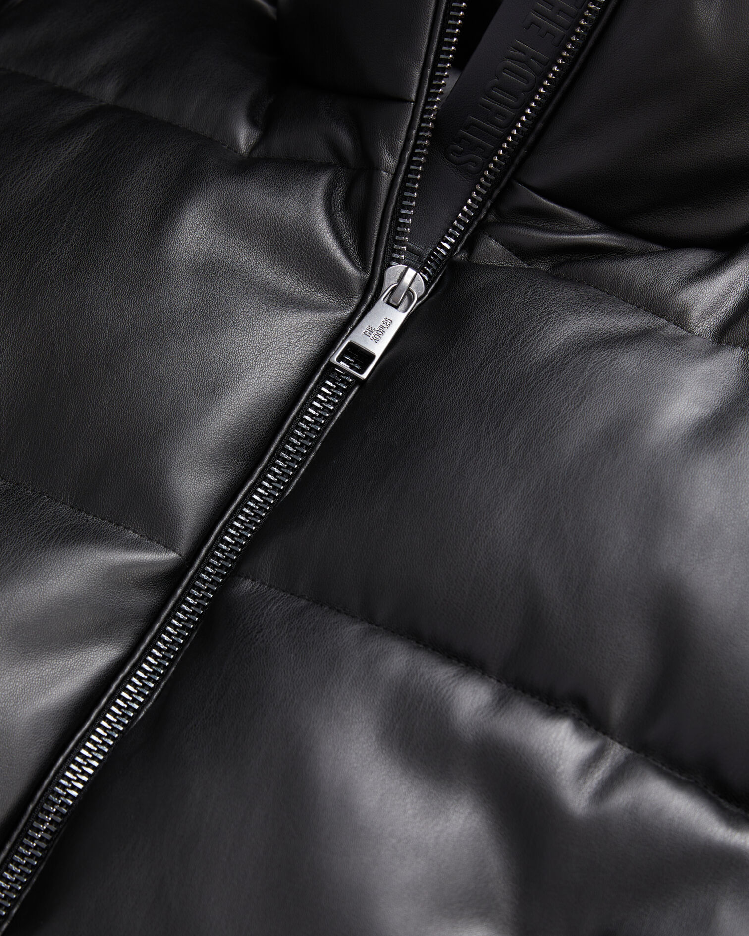 Doudoune noire effet cuir, BLACK, hi-res image number null