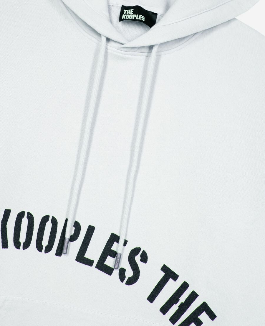 The Kooples MEN LIGHT GREY hooded sweatshirt with grey screen print