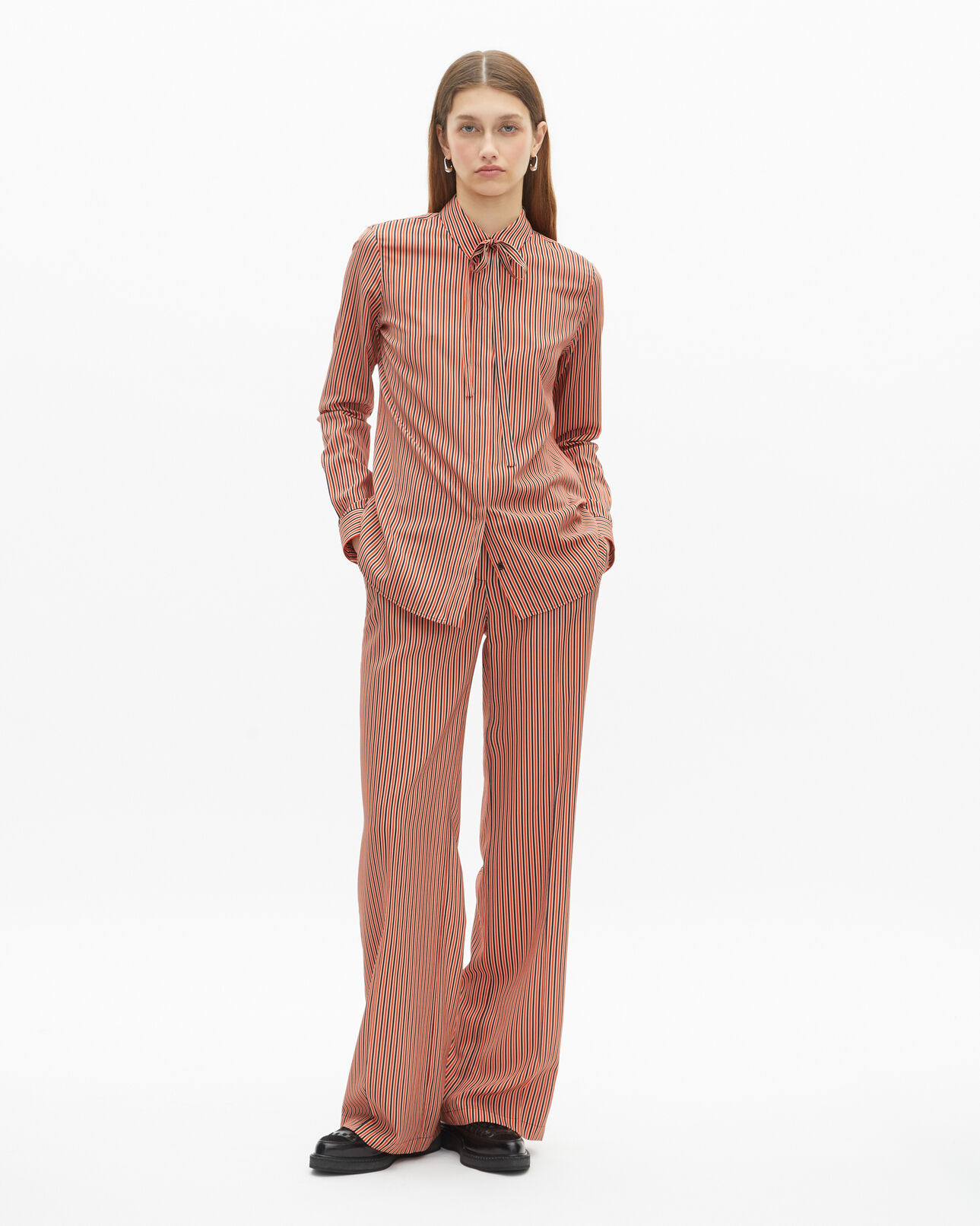 The Kooples DAMEN DARK NAVY / FIRE RED rot-blau gestreiftes hemd