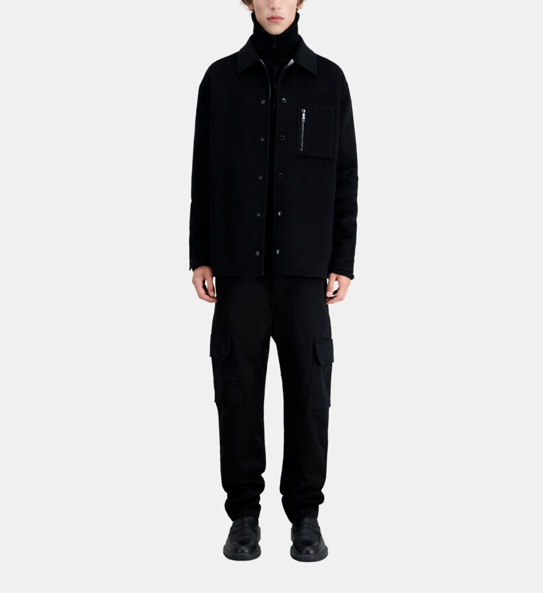 Black wool blend overshirt jacket The Kooples Canada