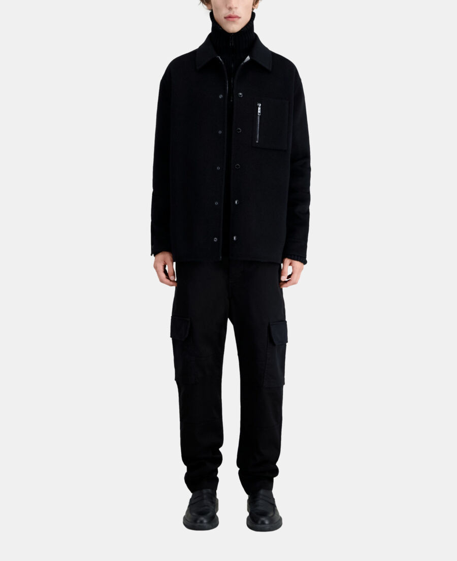 schwarze hemdjacke aus einer wollmischung