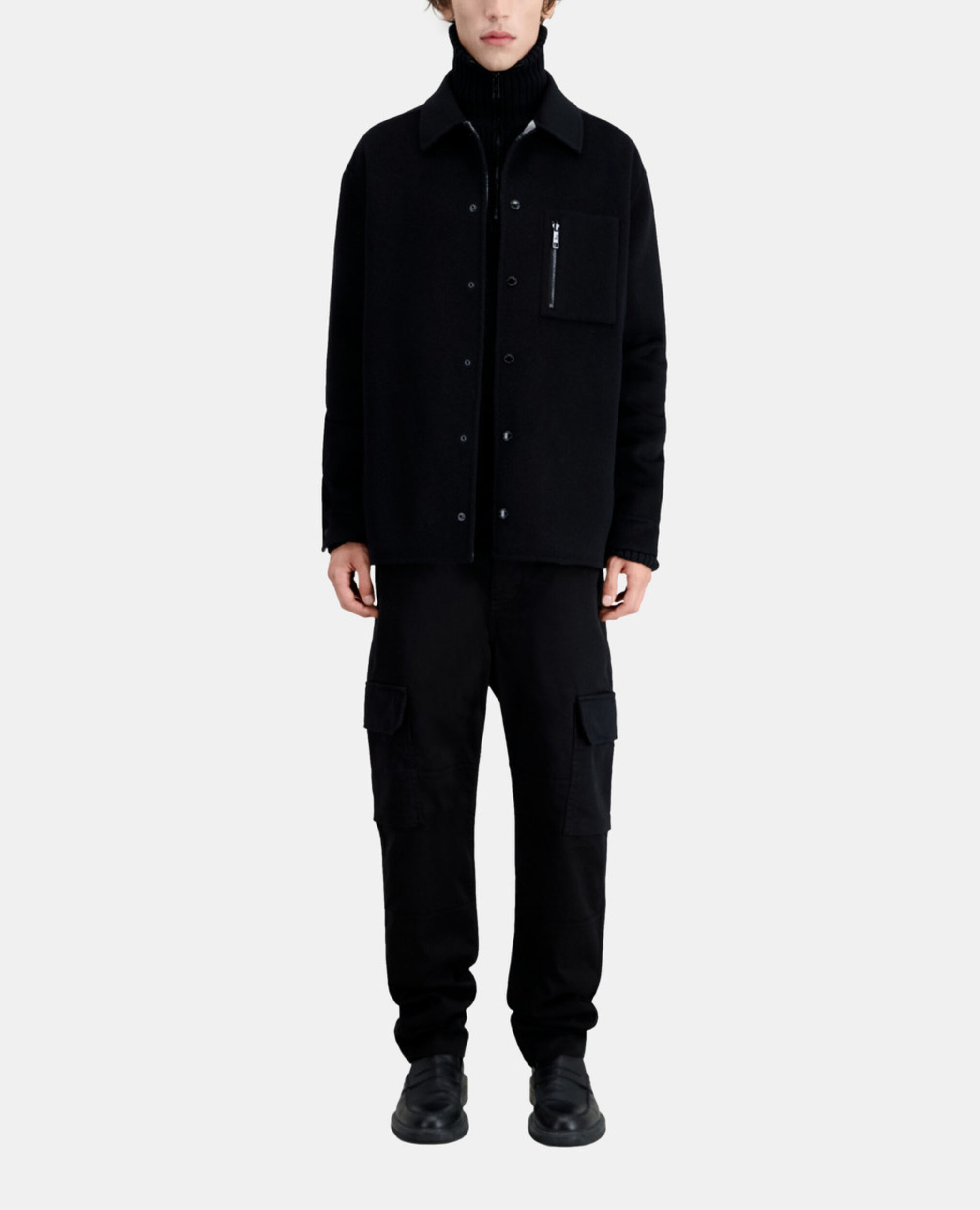 Schwarze Hemdjacke aus einer Wollmischung, BLACK GREY, hi-res image number null