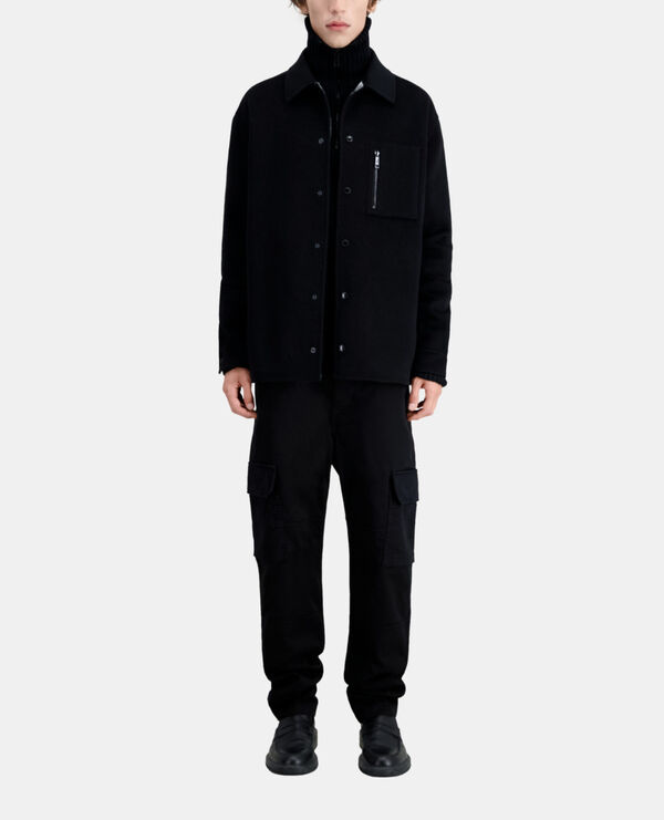 black wool-blend overshirt jacket