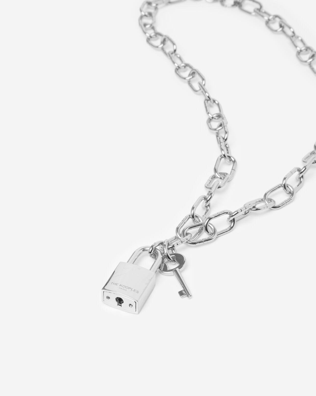The Kooples FEMME SILVER collier chaîne argenté à pendentif cadenas