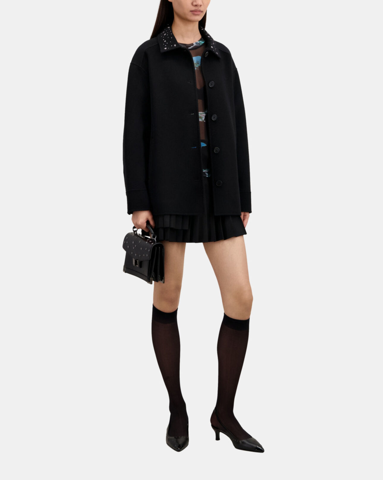 The Kooples FEMME BLACK veste type surchemise noire avec étoiles