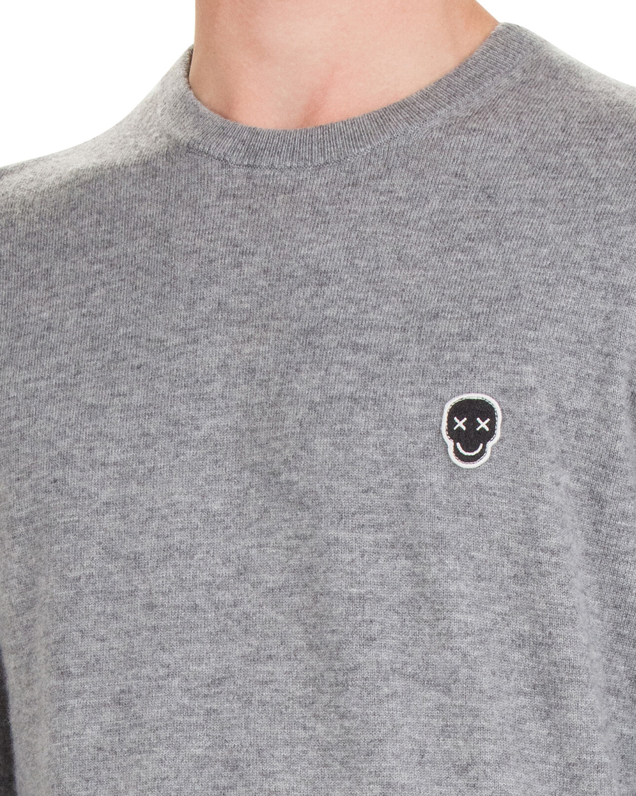 The Kooples HOMME LIGHT GREY pull en laine grise et col rond