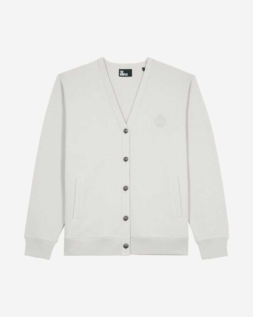 The Kooples MEN LIGHT GREY button-down cardigan in grey jersey