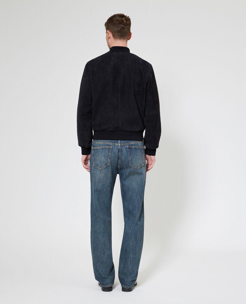 The Kooples HOMME DARK NAVY bombers en su&egrave;de bleu