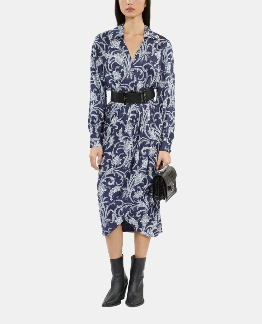 The Kooples FEMME NAVY robe midi fleurie