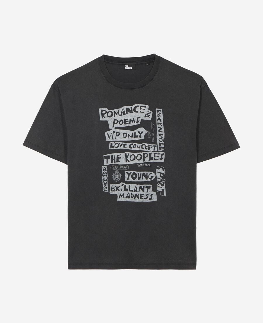 The Kooples MEN BLACK WASHED romance poems t-shirt, black