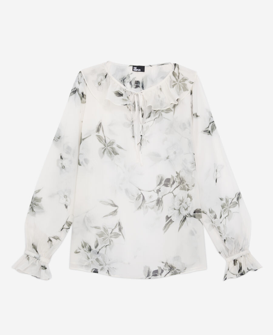 printed top with ruffles