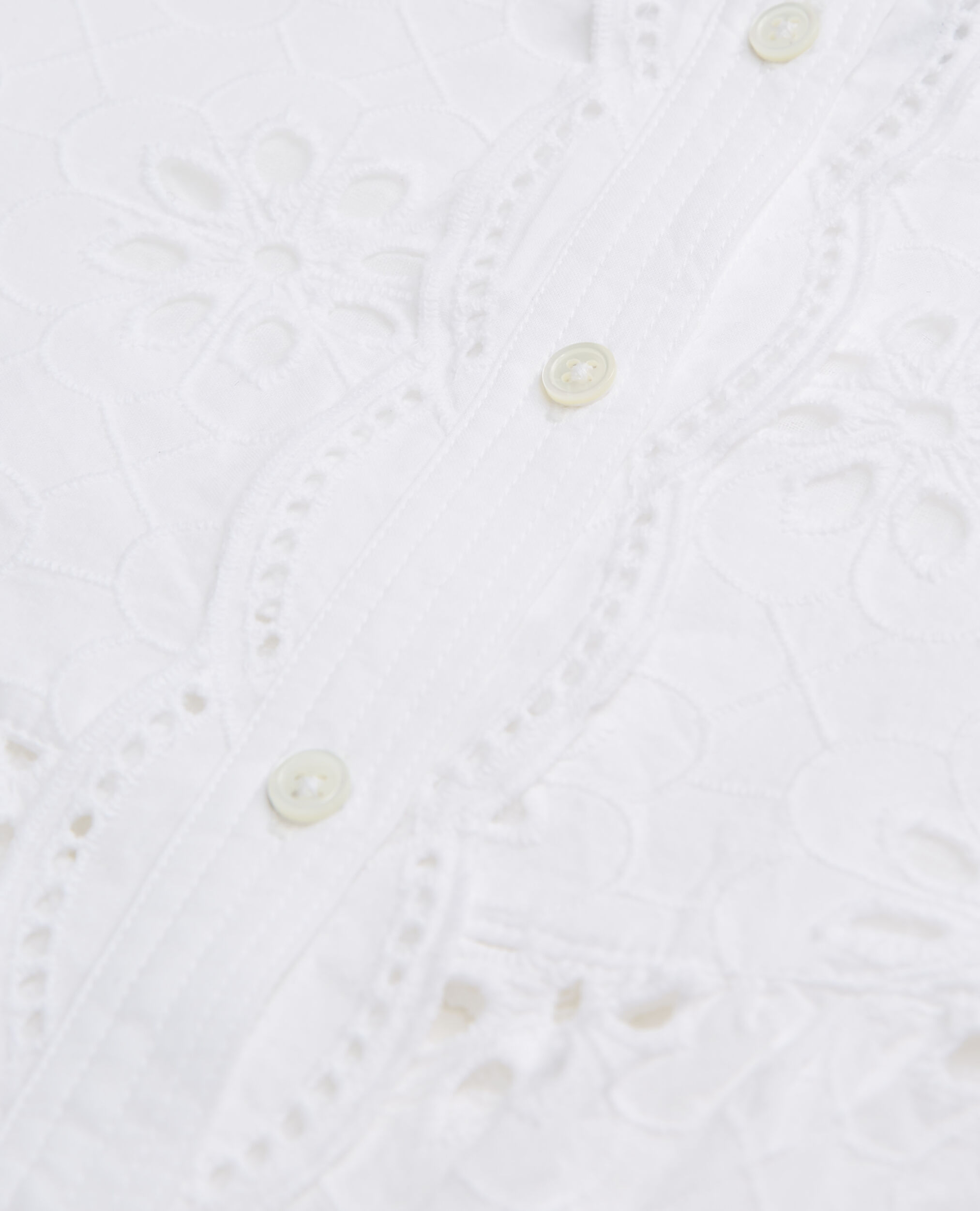 Short white top with Broderie Anglaise, WHITE, hi-res image number null