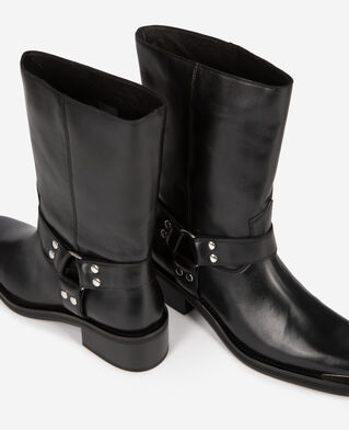 The Kooples FEMME BLACK bottes &agrave; sangles en cuir noir