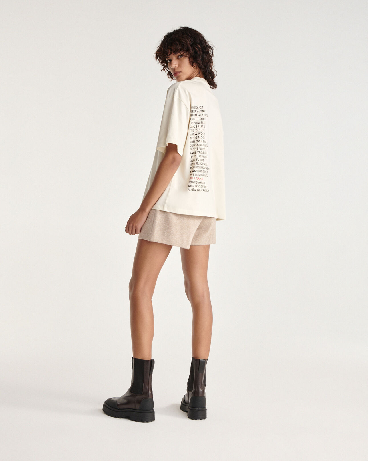 The Kooples FEMME ECRU t-shirt écru coton broderie poitrine dos