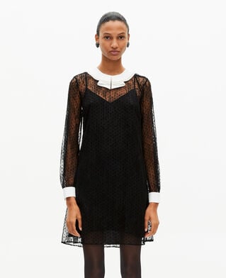 The Kooples DAMEN BLACK kurzes kleid aus spitze mit plumetis und strasssteinen schwarz