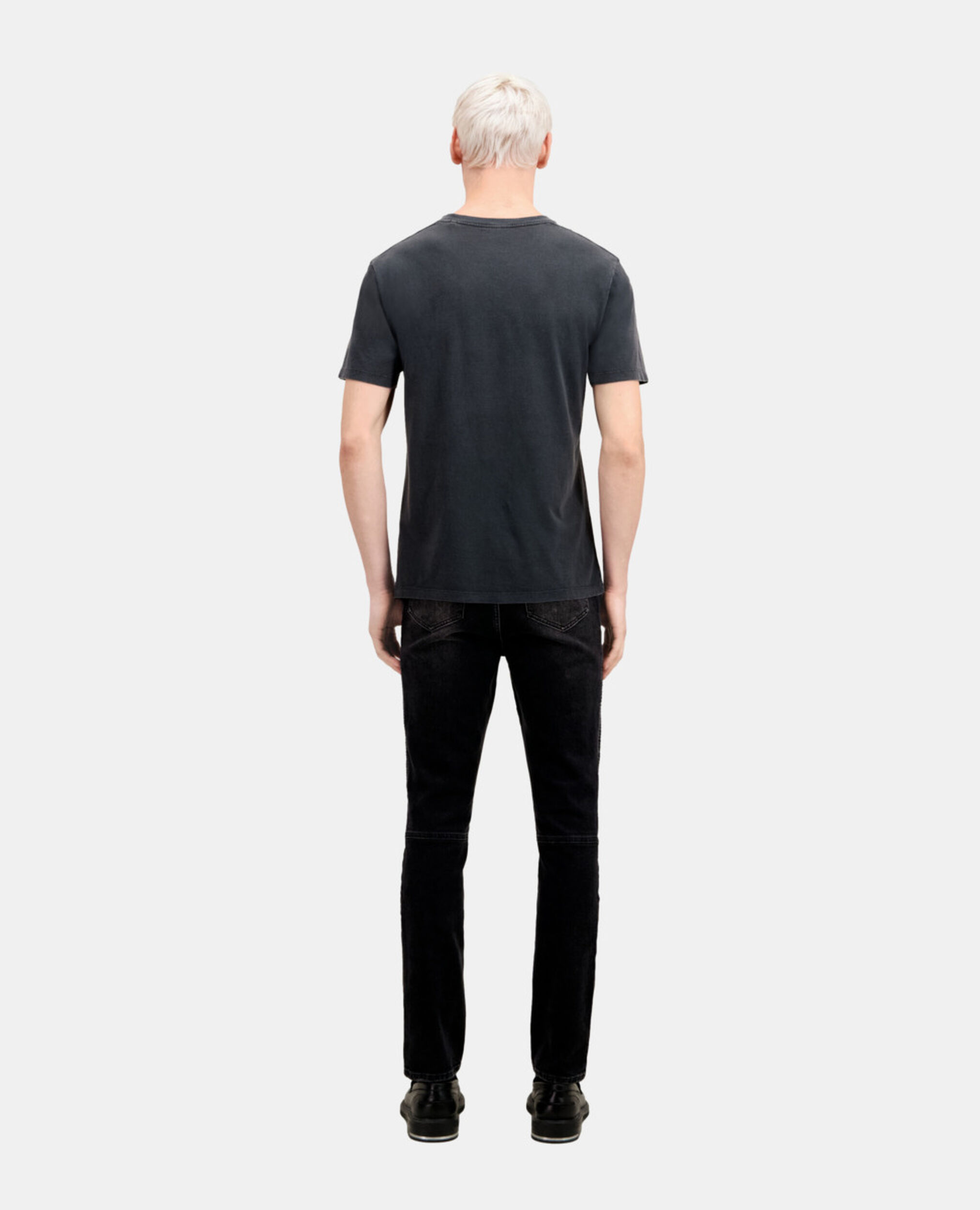 T-shirt Homme noir avec sérigraphie Vintage skull, BLACK WASHED, hi-res image number null