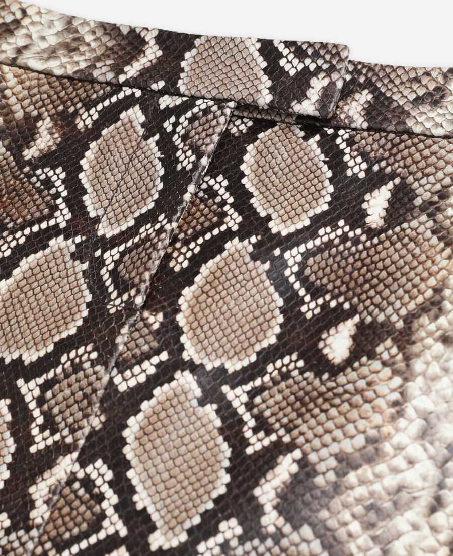 snakeskin-effect leather skirt