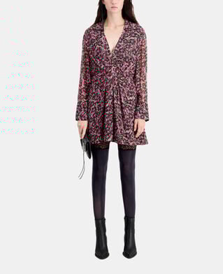 The Kooples WOMEN MULTICOLOR short printed dress with draping