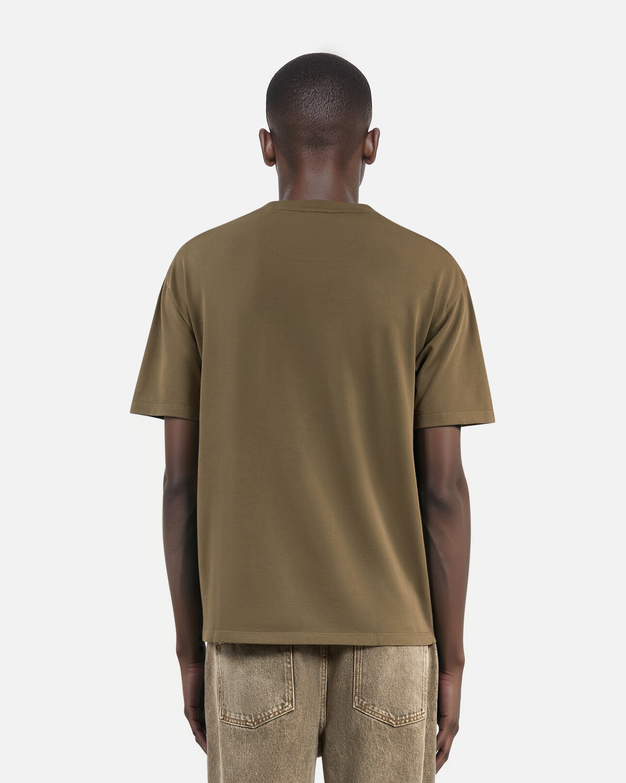 The Kooples MEN OLIVE KAKI t-shirt with khaki screen print