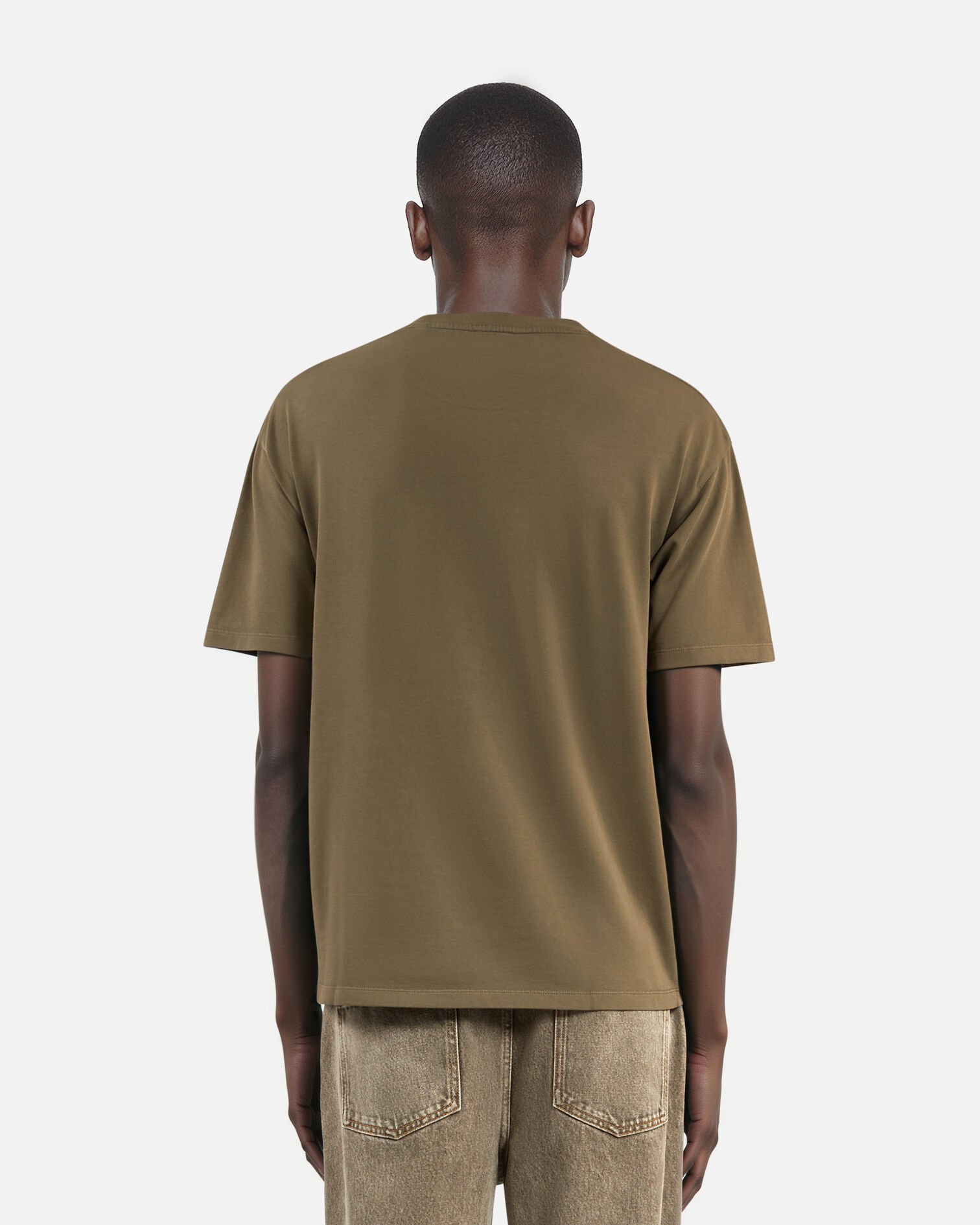 T-shirt with khaki screen print, OLIVE KAKI, hi-res image number null