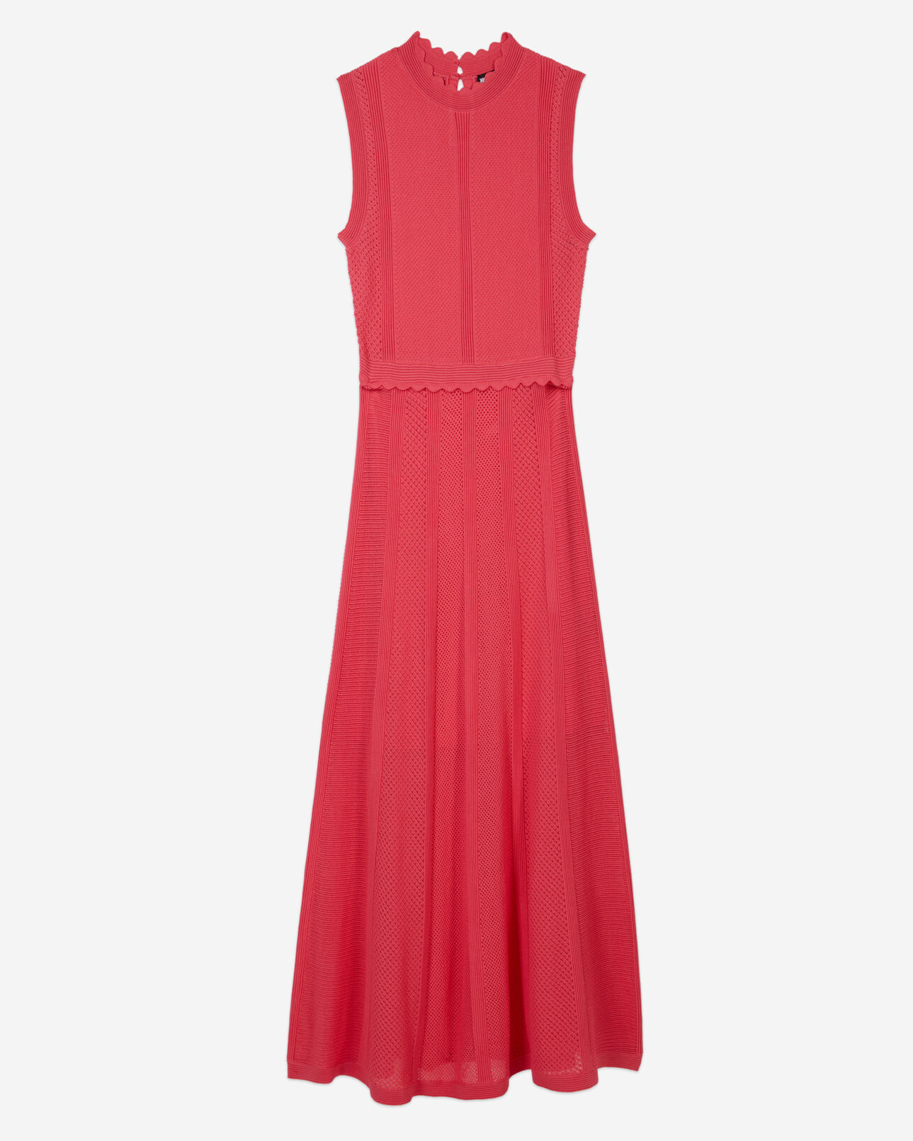 The Kooples WOMEN RETRO PINK long fuchsia openwork knit dress