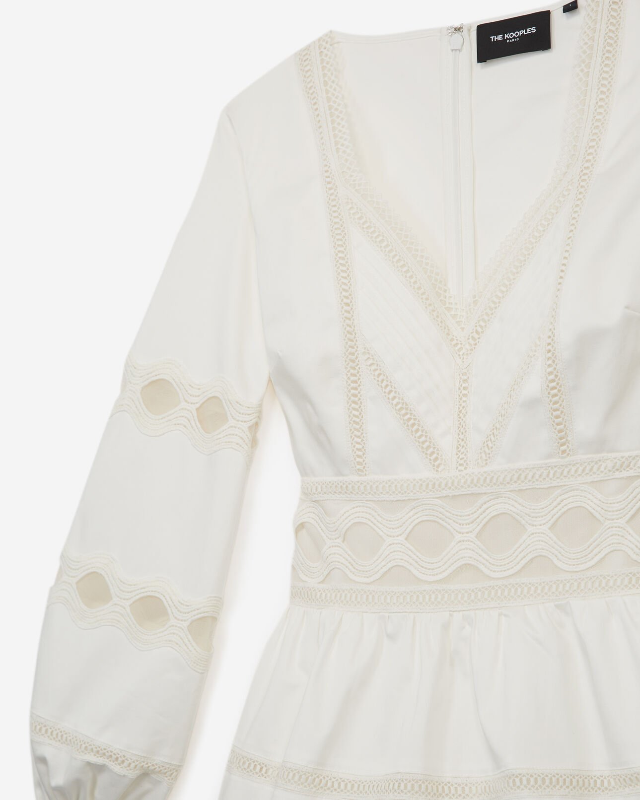 The Kooples FEMME WHITE robe patineuse blanche détails dentelle