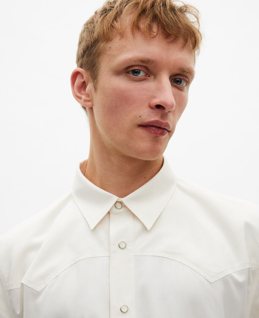 The Kooples HERREN ECRU weißes kurzärmeliges hemd