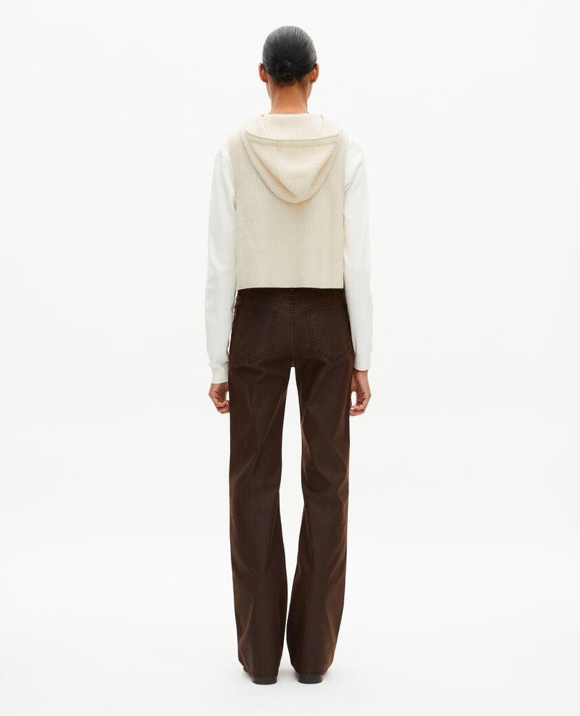 The Kooples MUJER ECRU jersey sin mangas de lana y algodón crudo