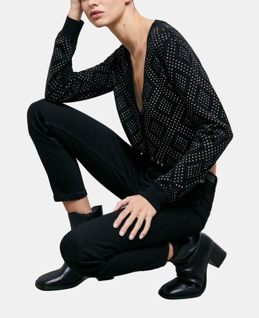 cardigan à strass noir