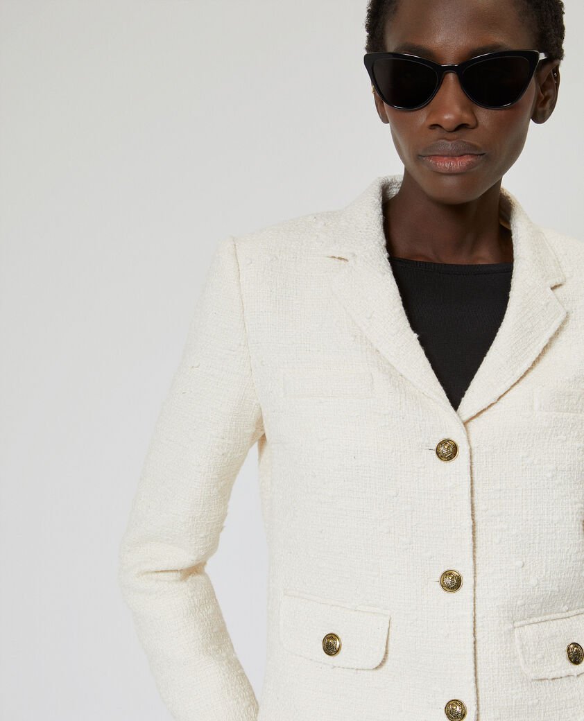 The Kooples FEMME ECRU veste tailleur en tweed &eacute;crue