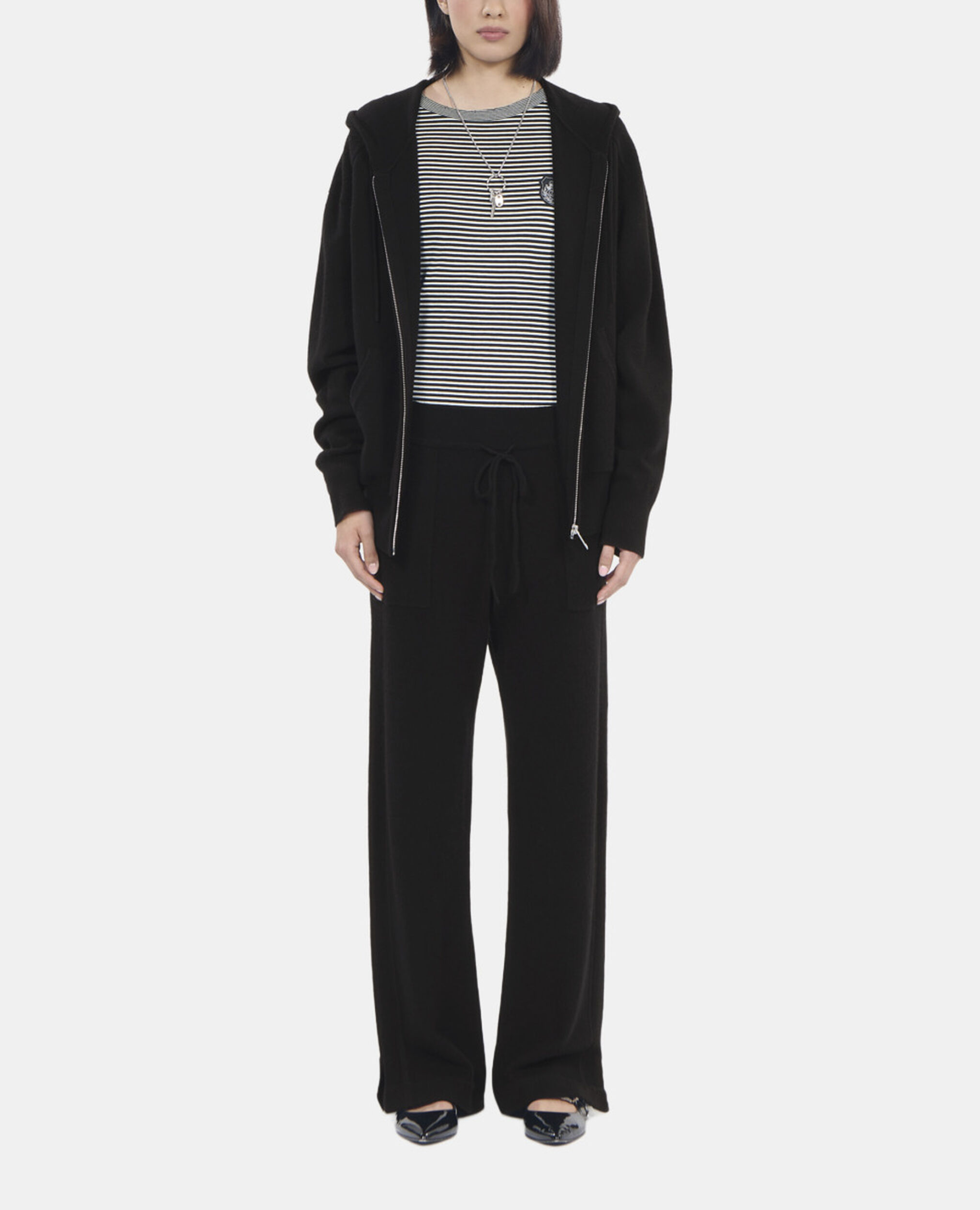 Schwarze Hose aus Kaschmirwolle, BLACK, hi-res image number null