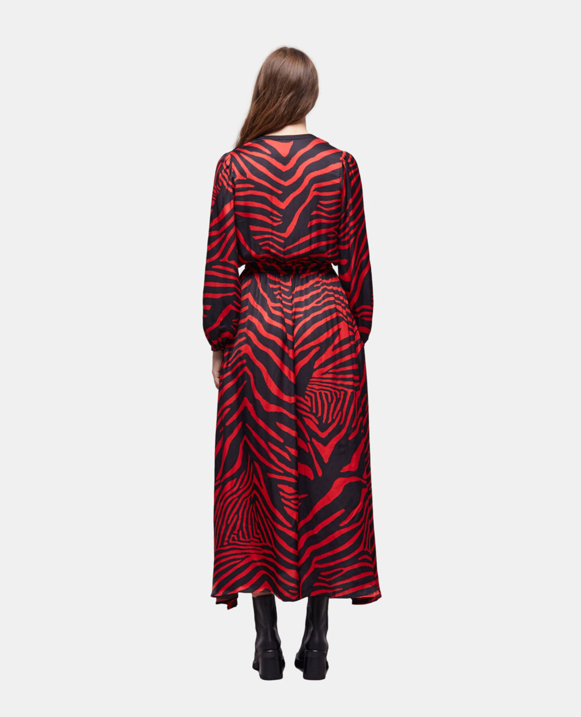 Long red printed dress, BLACK - RED, hi-res image number null