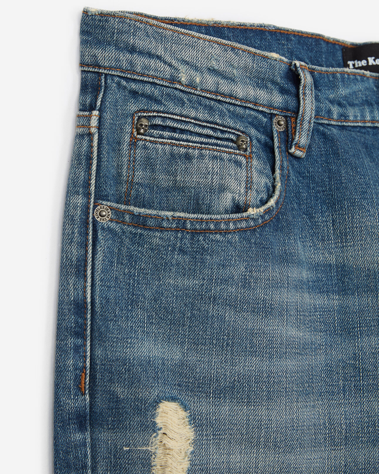 The Kooples HOMME BLUE DENIM jean bleu clair délavé détails destroy