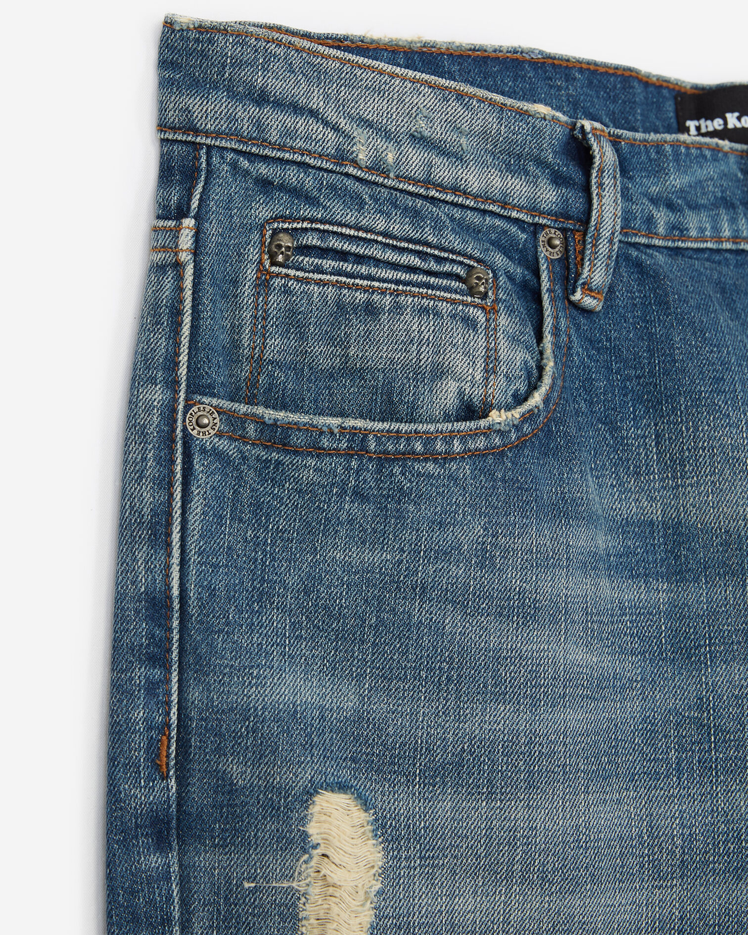 Jean bleu clair délavé détails destroy, BLUE DENIM, hi-res image number null