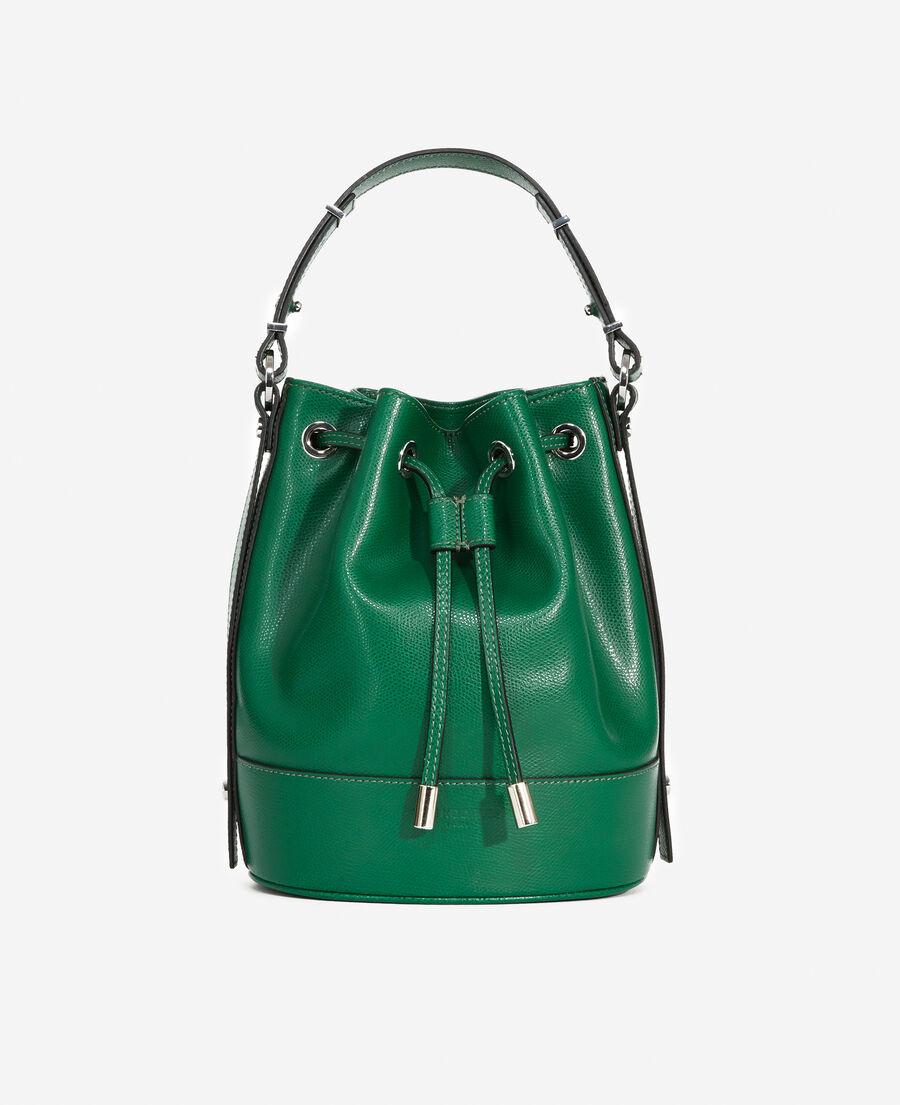 medium tina bag in green grained leather