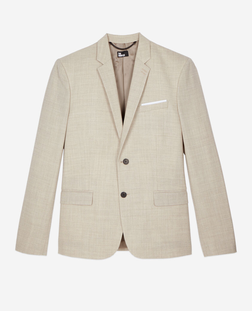 The Kooples H BEIGE beige slim fit wool suit jacket
