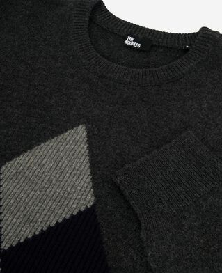 The Kooples HOMME GREY BLUE pull à motif losanges gris