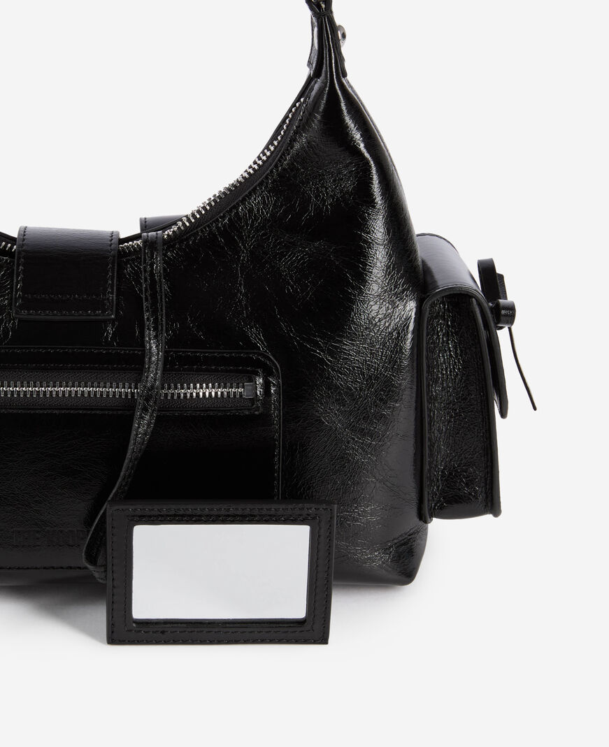 The Kooples FEMME BLACK sac amelia en cuir craquelé noir