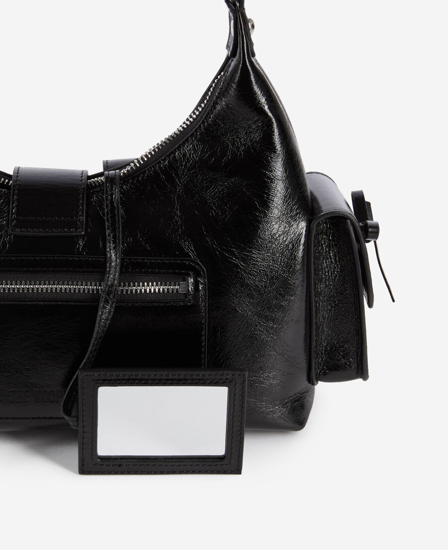 The Kooples WOMEN BLACK black vintage treatment leather amelia bag