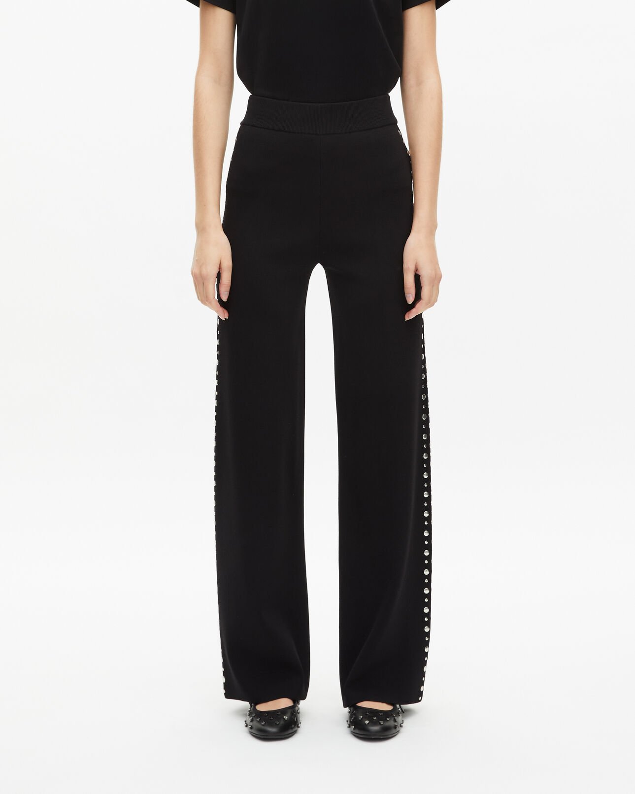 The Kooples WOMEN BLACK black knitted pants with studs