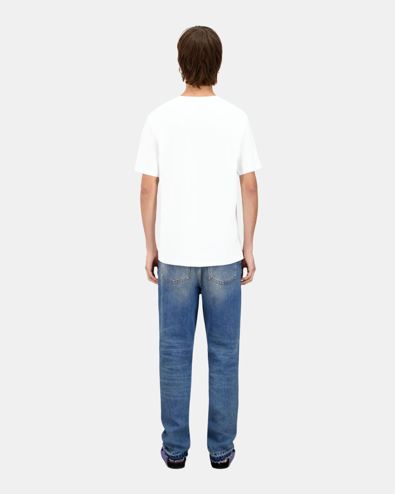 The Kooples MEN WHITE men's white t-shirt with neon logo serigraphy