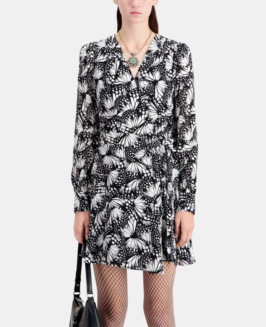 short printed wrap dress